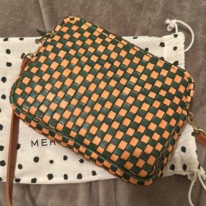 Clare V Woven Green and Tan Crossbody Bag